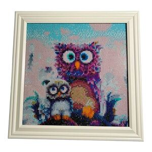 Owl Diamond Art Painting Finished in a 12x12 Frame
